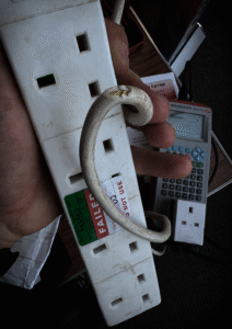 Failed extension lead with damaged cable found during PAT Testing inspection